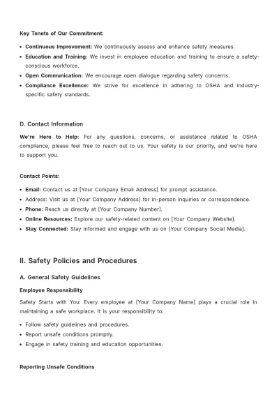Free OSHA (Occupational Safety and Health Administration) Compliance Document HR Template to Edit Online