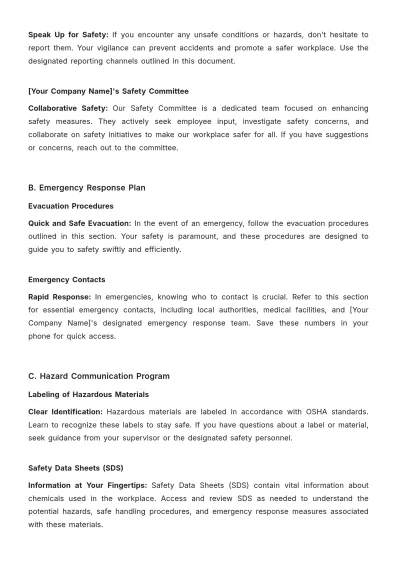 Free OSHA (Occupational Safety and Health Administration) Compliance Document HR Template to Edit Online
