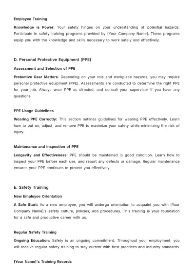 Free OSHA (Occupational Safety and Health Administration) Compliance Document HR Template to Edit Online