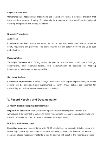 Free OSHA (Occupational Safety and Health Administration) Compliance Document HR Template to Edit Online