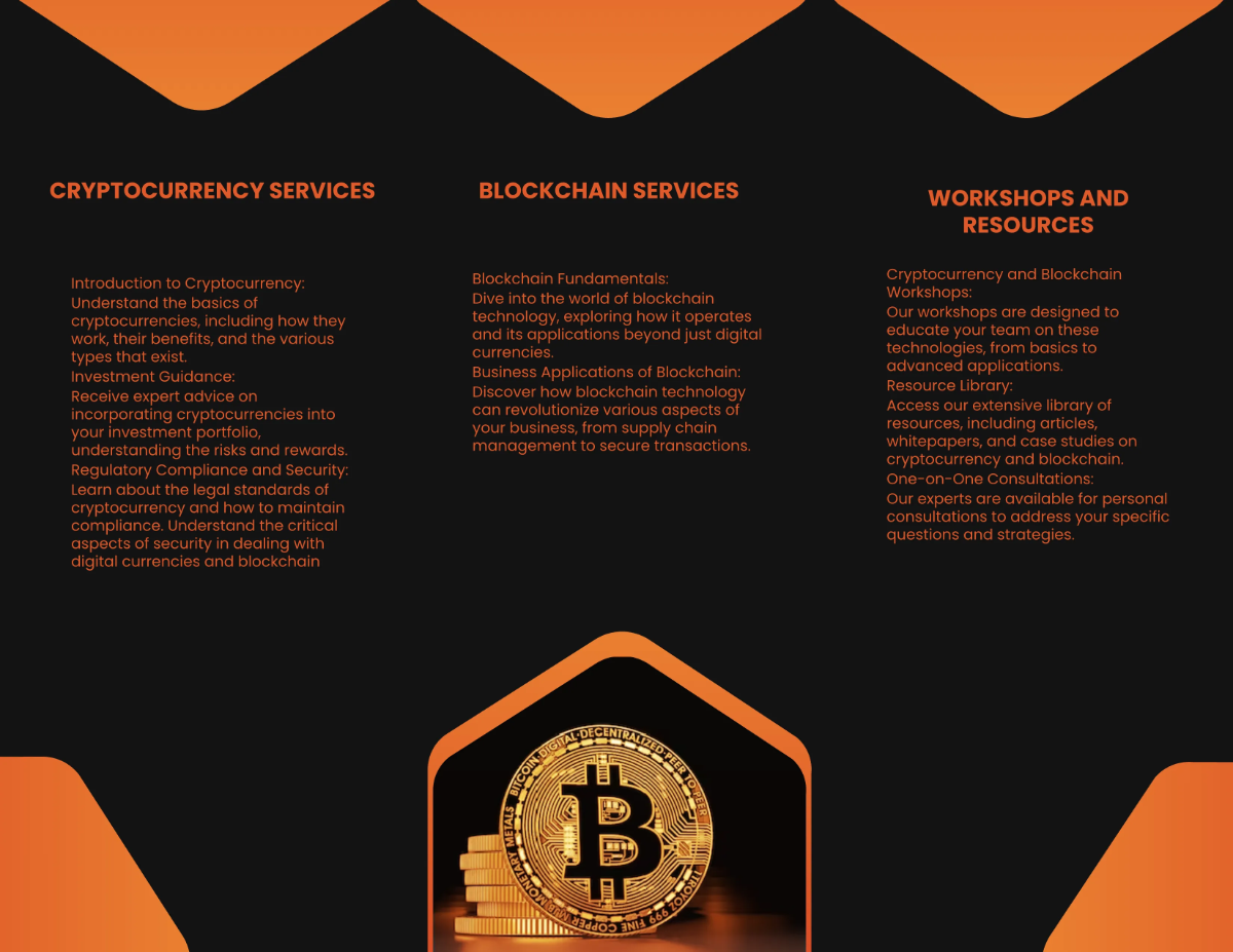 Free Cryptocurrency and Blockchain Guide Brochure Template to Edit Online