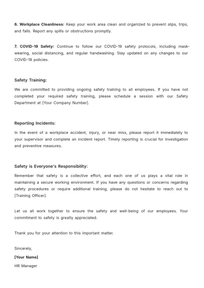 Free Safety Memo HR Template to Edit Online