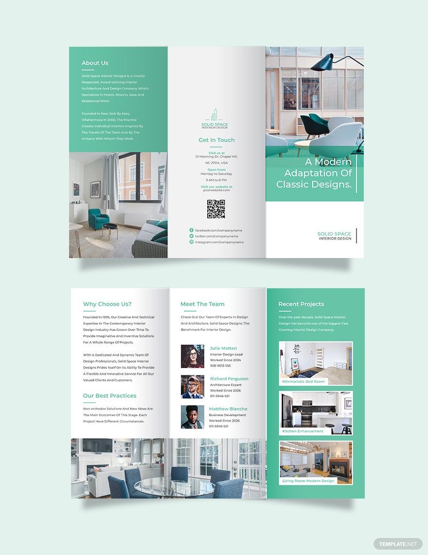 Free Interior Design Company Tri-Fold Brochure Template