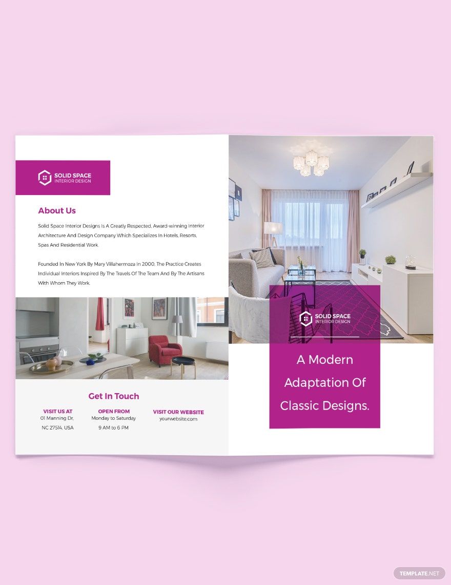 Free Interior Design Consultancy Bi-Fold Brochure Template