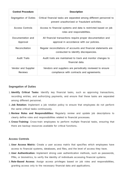 Free Accounting Internal Audit Control Document Template to Edit Online