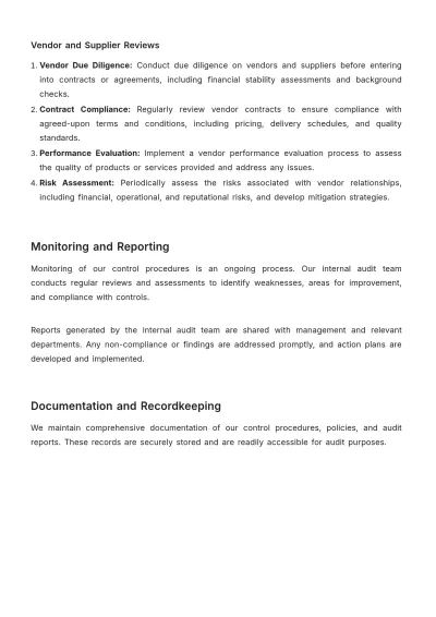 Free Accounting Internal Audit Control Document Template to Edit Online