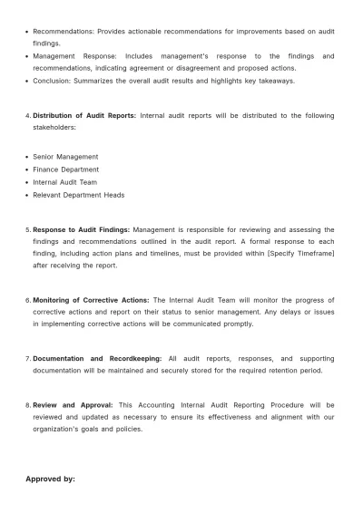 Free Accounting Internal Audit Reporting Procedure Template to Edit Online