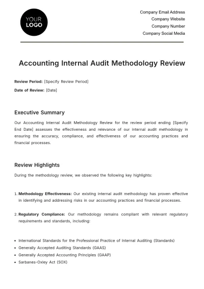 Free Accounting Internal Audit Methodology Review Template to Edit Online