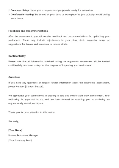 Free Ergonomic Assessment HR Template to Edit Online