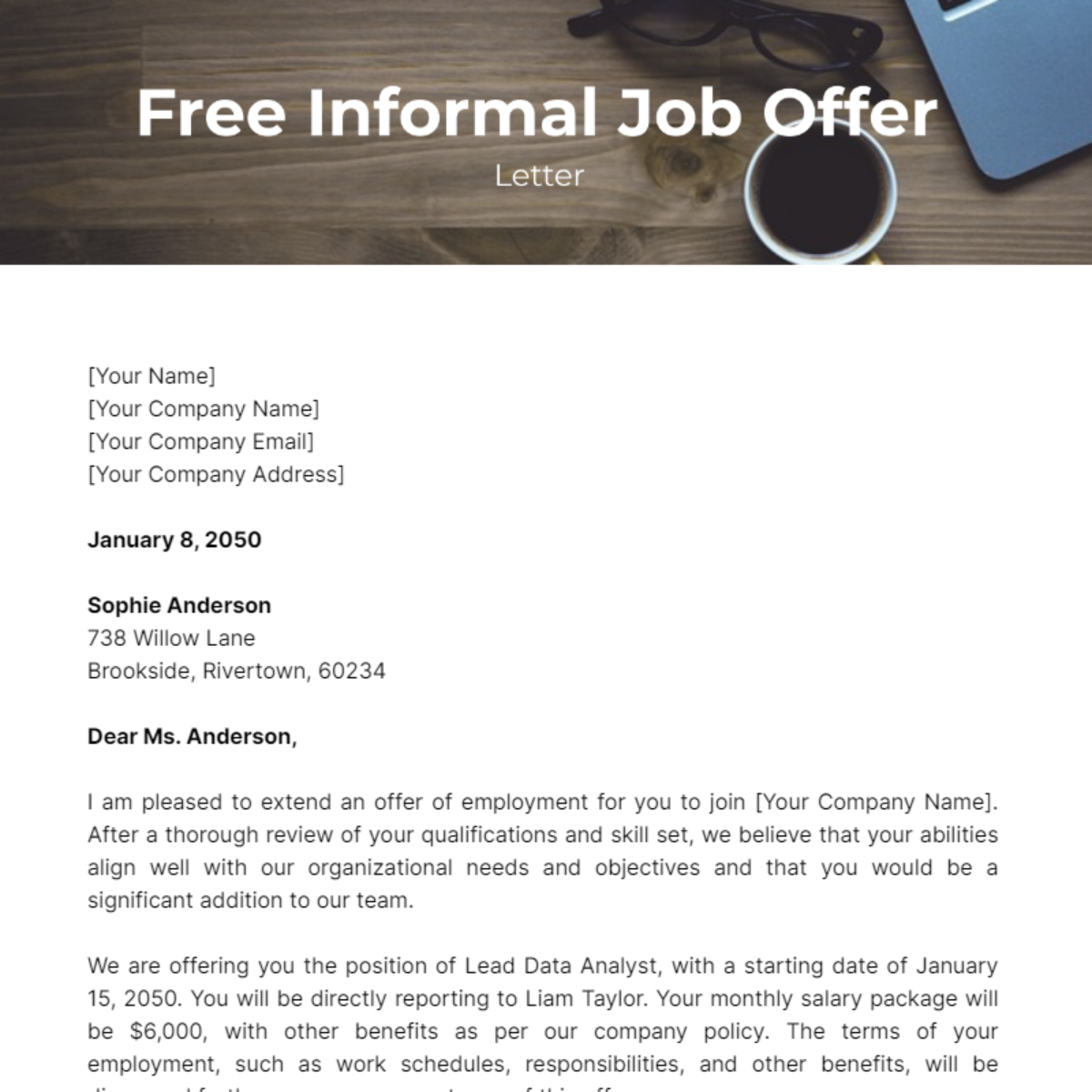 Informal Job Offer Letter Template