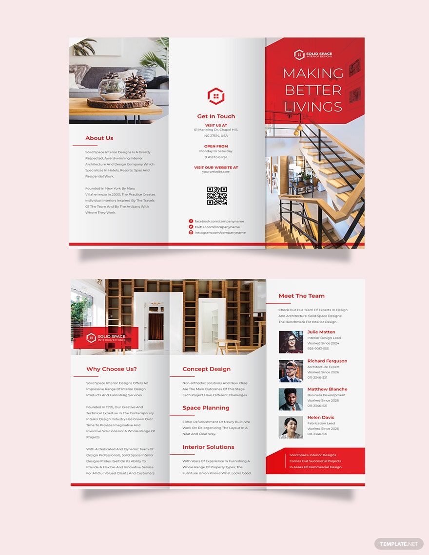 Free Interior Studio Tri-Fold Brochure Template