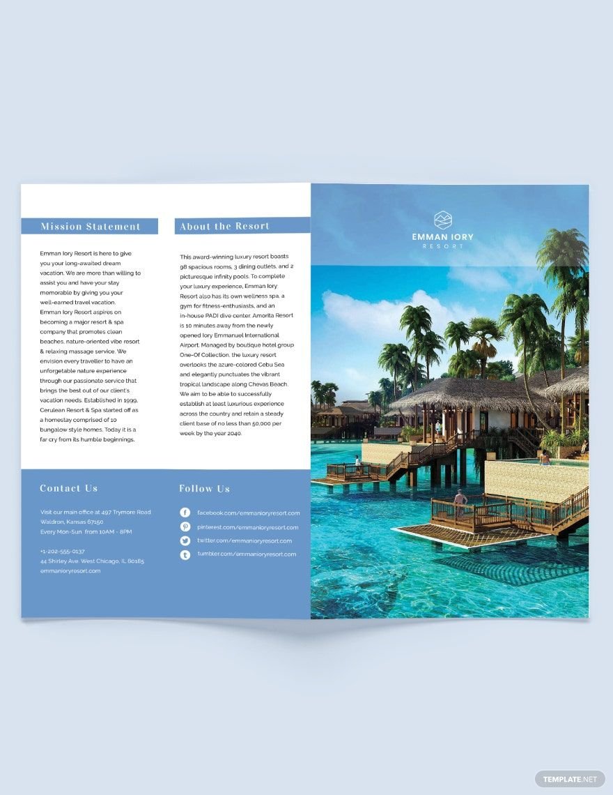 Island Resort Bi-Fold Brochure Template