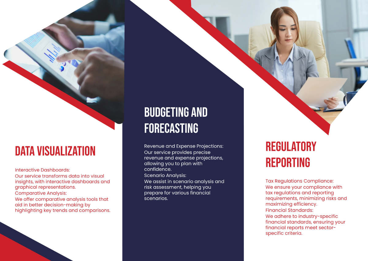 Free Financial Reporting and Analysis Pamphlet Template to Edit Online