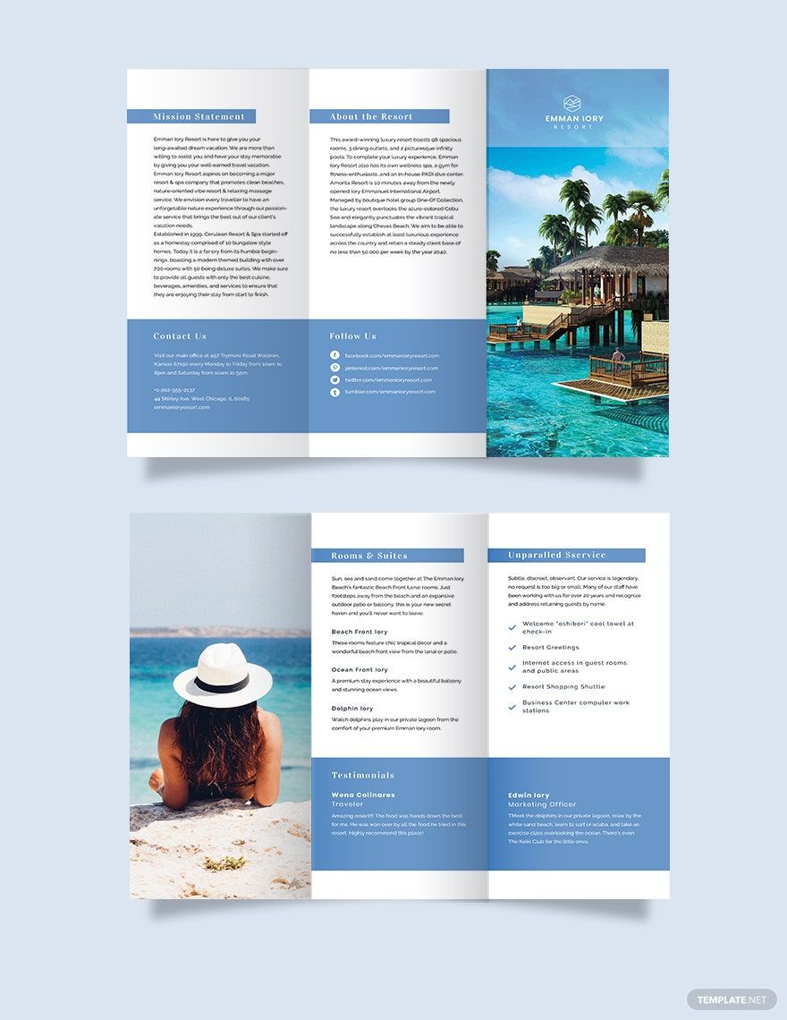 Island Resort Tri-Fold Brochure Template