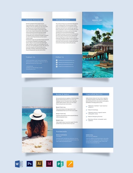 island resort tri fold brochure template