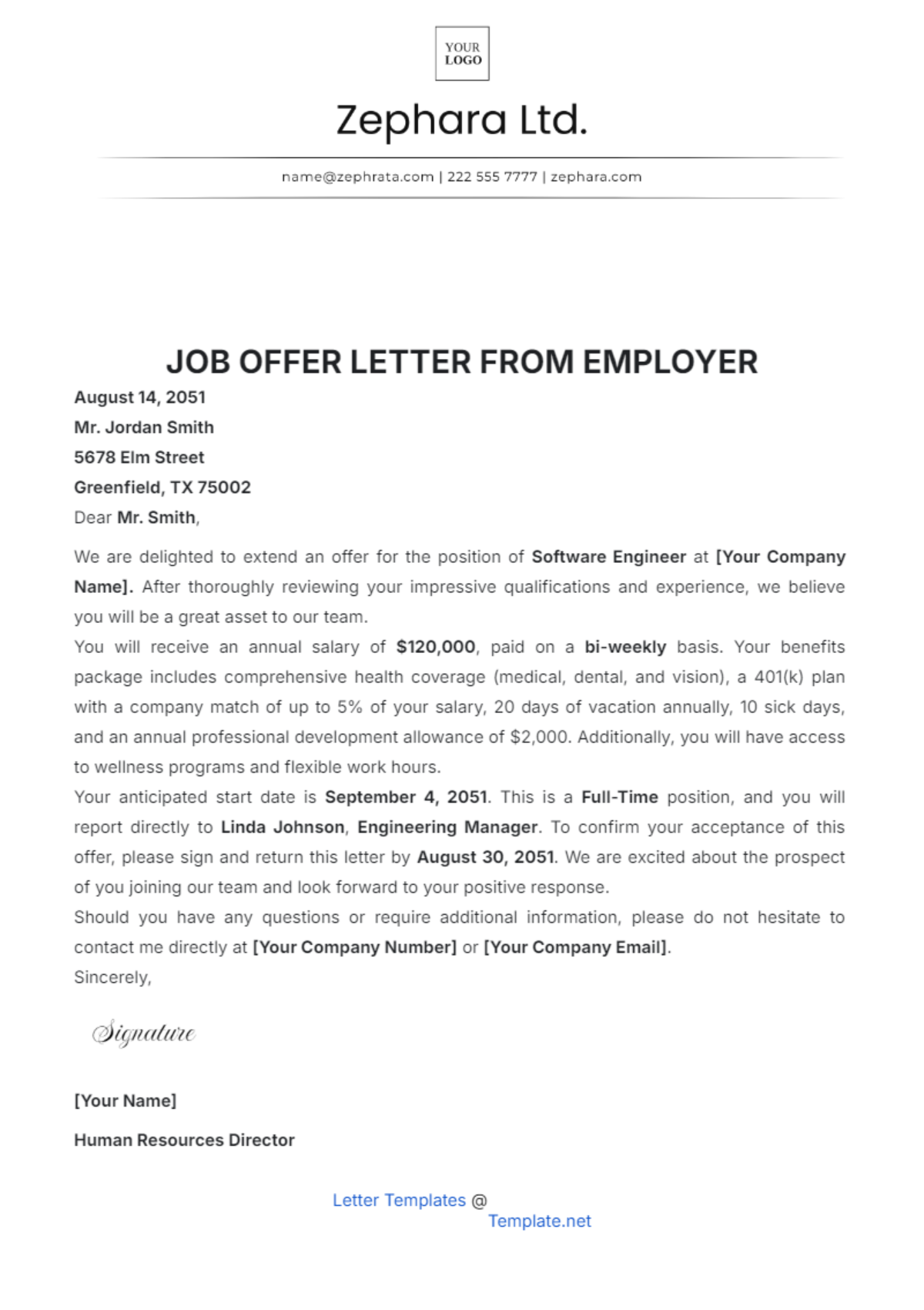 Job Offer Letter from Employer Template - Edit Online & Download