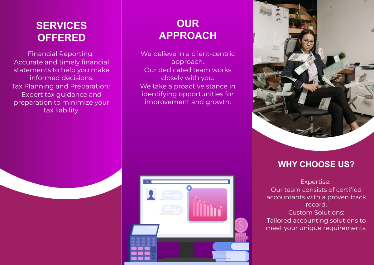 Free Comprehensive Accounting Services Pamphlet Template to Edit Online