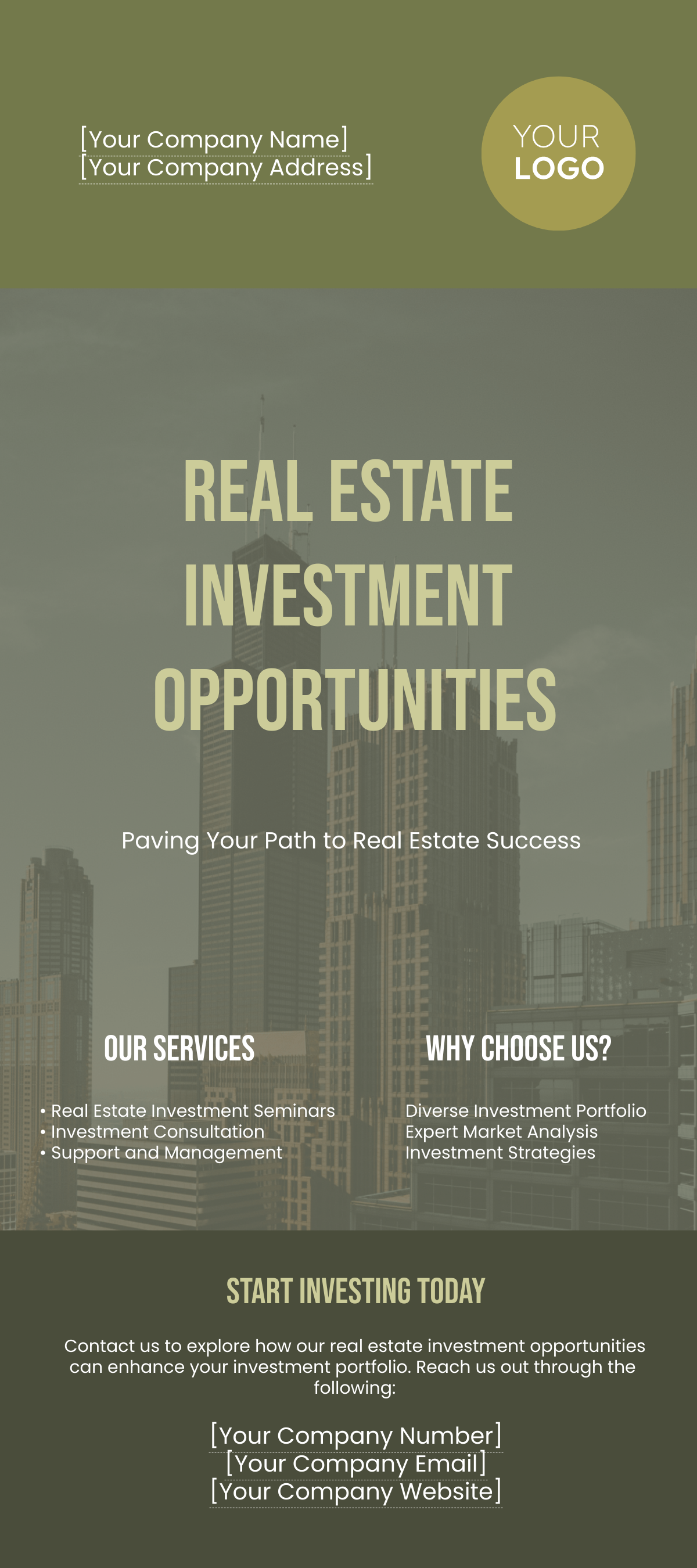Real Estate Investment Opportunities Rack Card