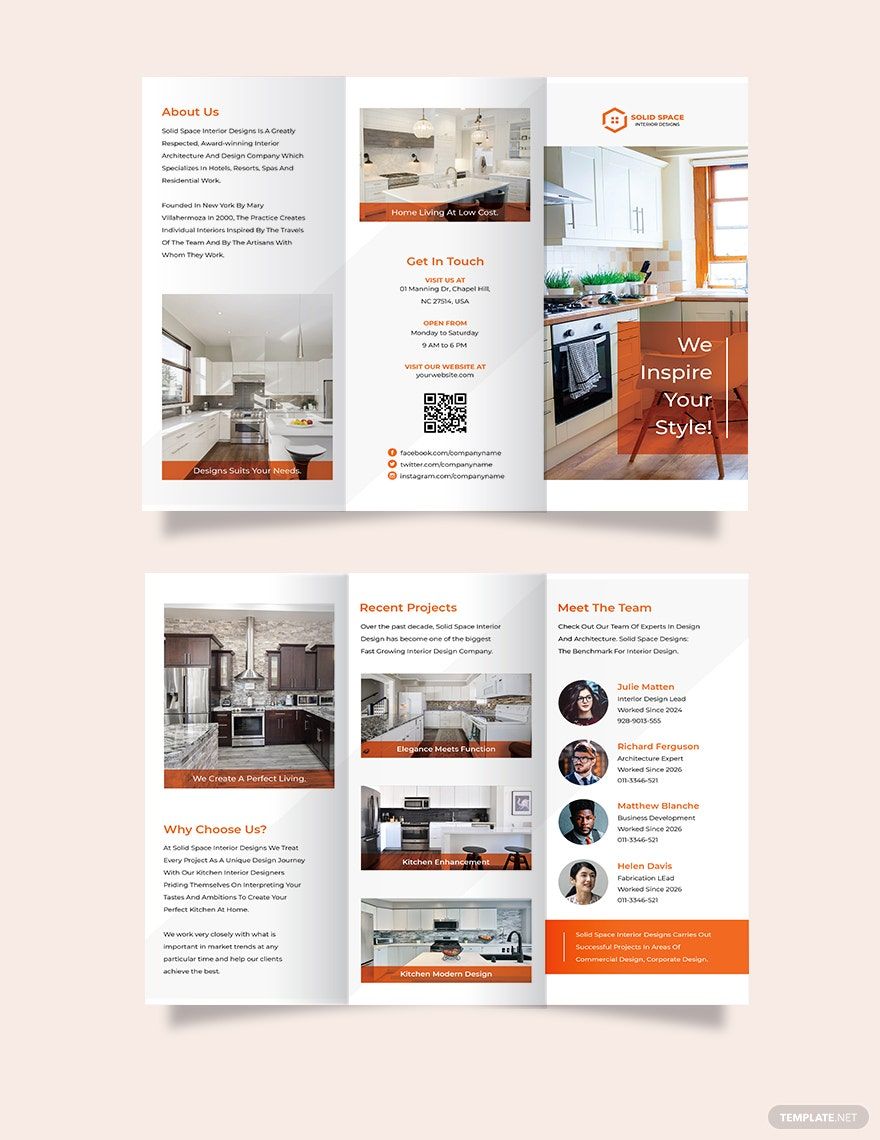 Kitchen Interior Tri-Fold Brochure Template