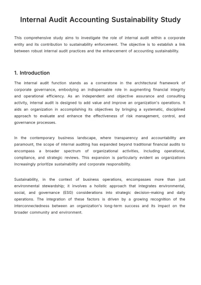 Free Internal Audit Accounting Sustainability Study Template to Edit Online