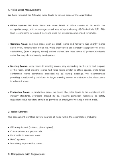 Free Noise Level Assessment HR Template to Edit Online