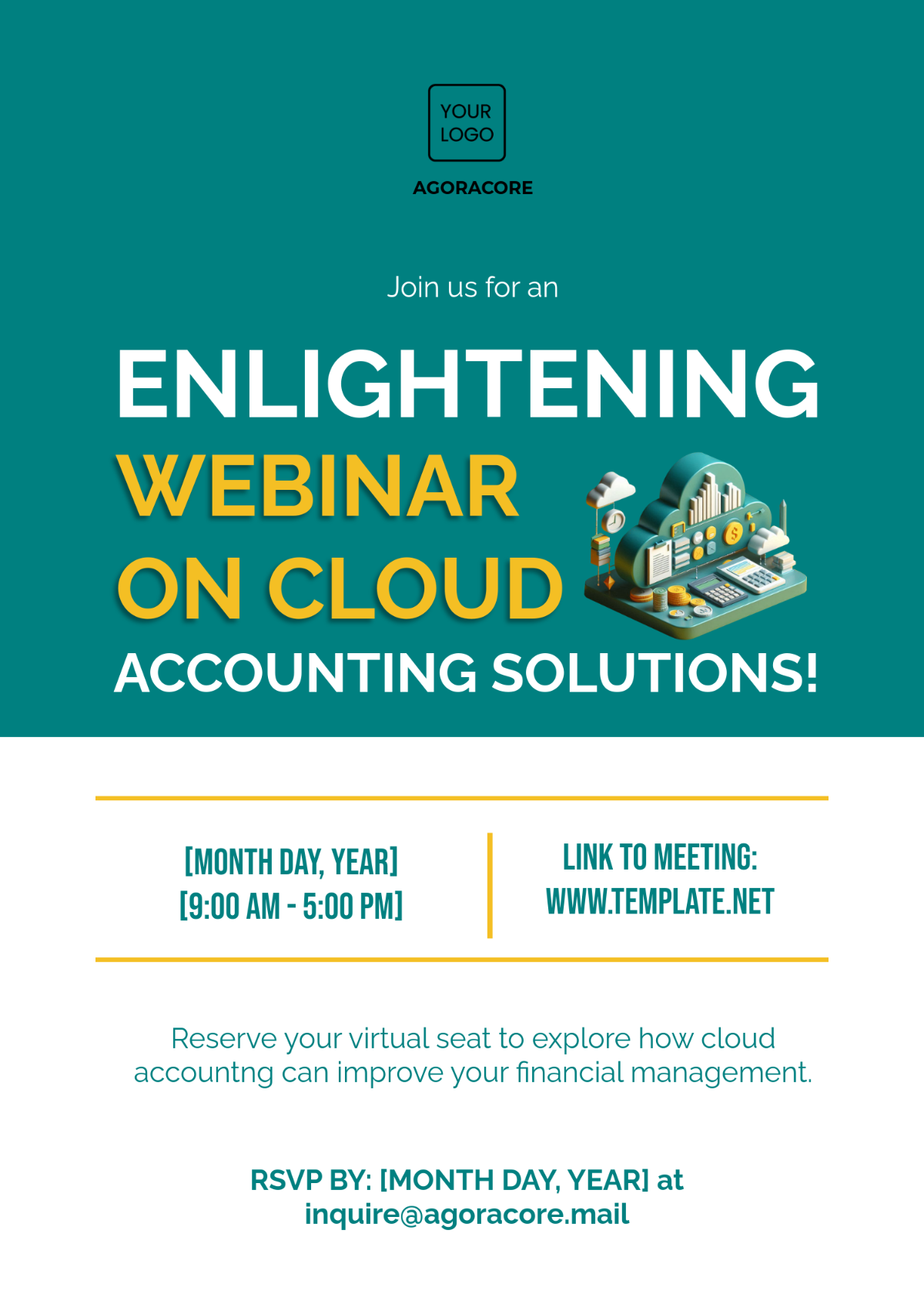 Cloud Accounting Solutions Webinar Invitation Card Template - Edit Online & Download