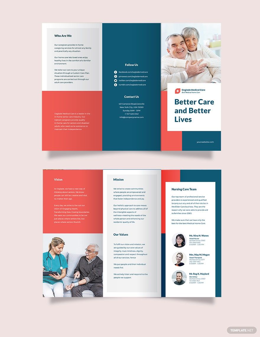 Medical Home Care Tri-Fold Brochure Template