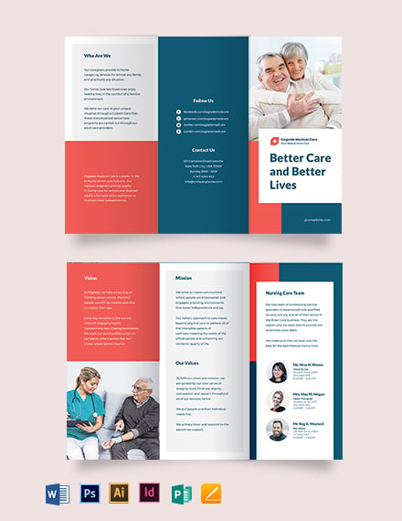 medical home care tri fold brochure template