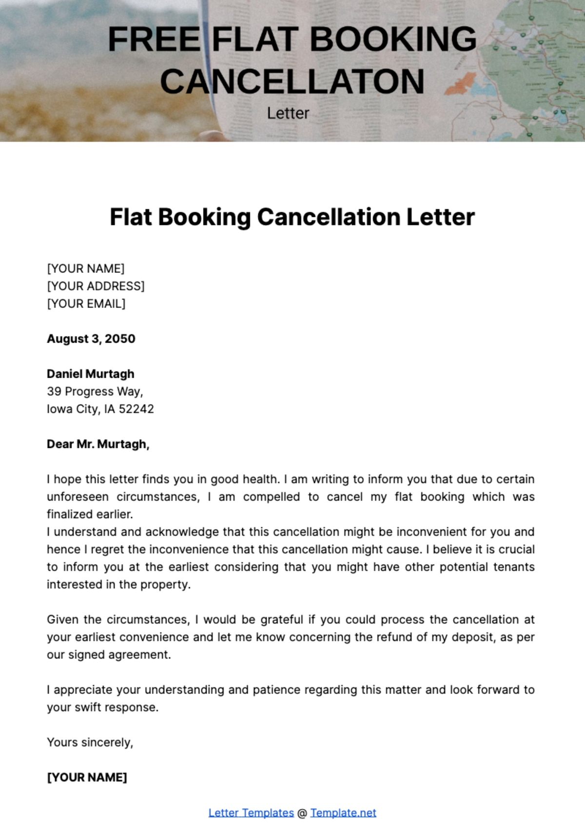 Free Flat Booking Cancellation Letter Template