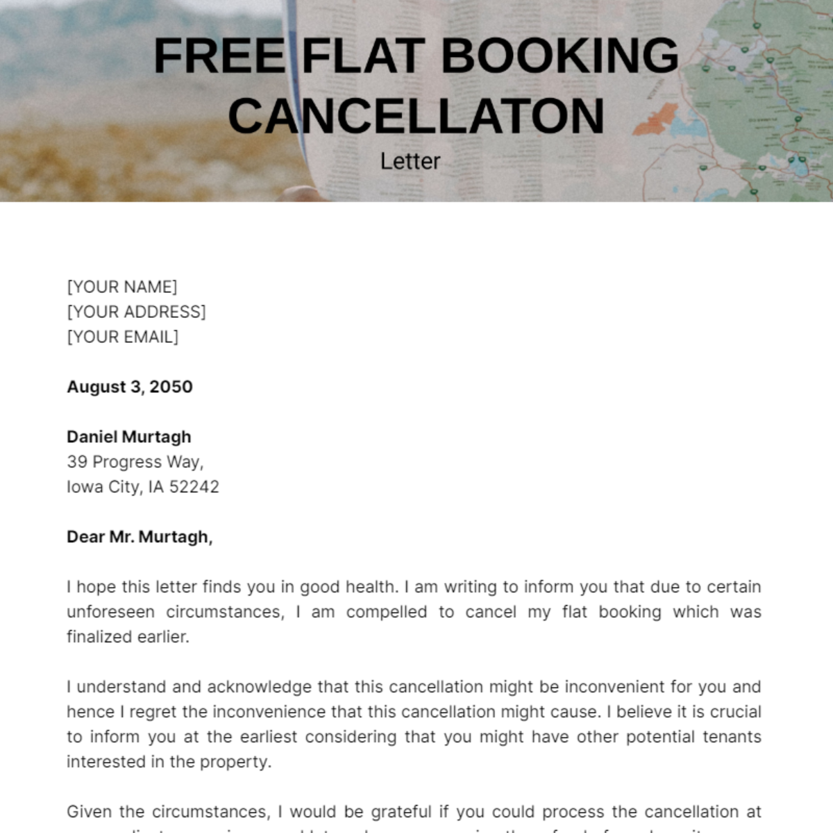 Flat Booking Cancellation Letter Template