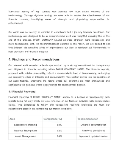 Free Internal Audit Accounting Transparency Report Template to Edit Online