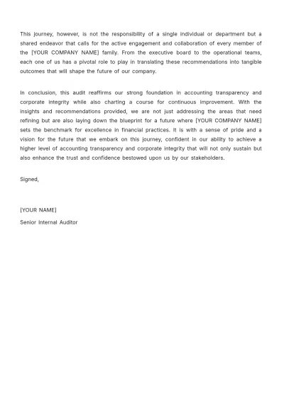 Free Internal Audit Accounting Transparency Report Template to Edit Online