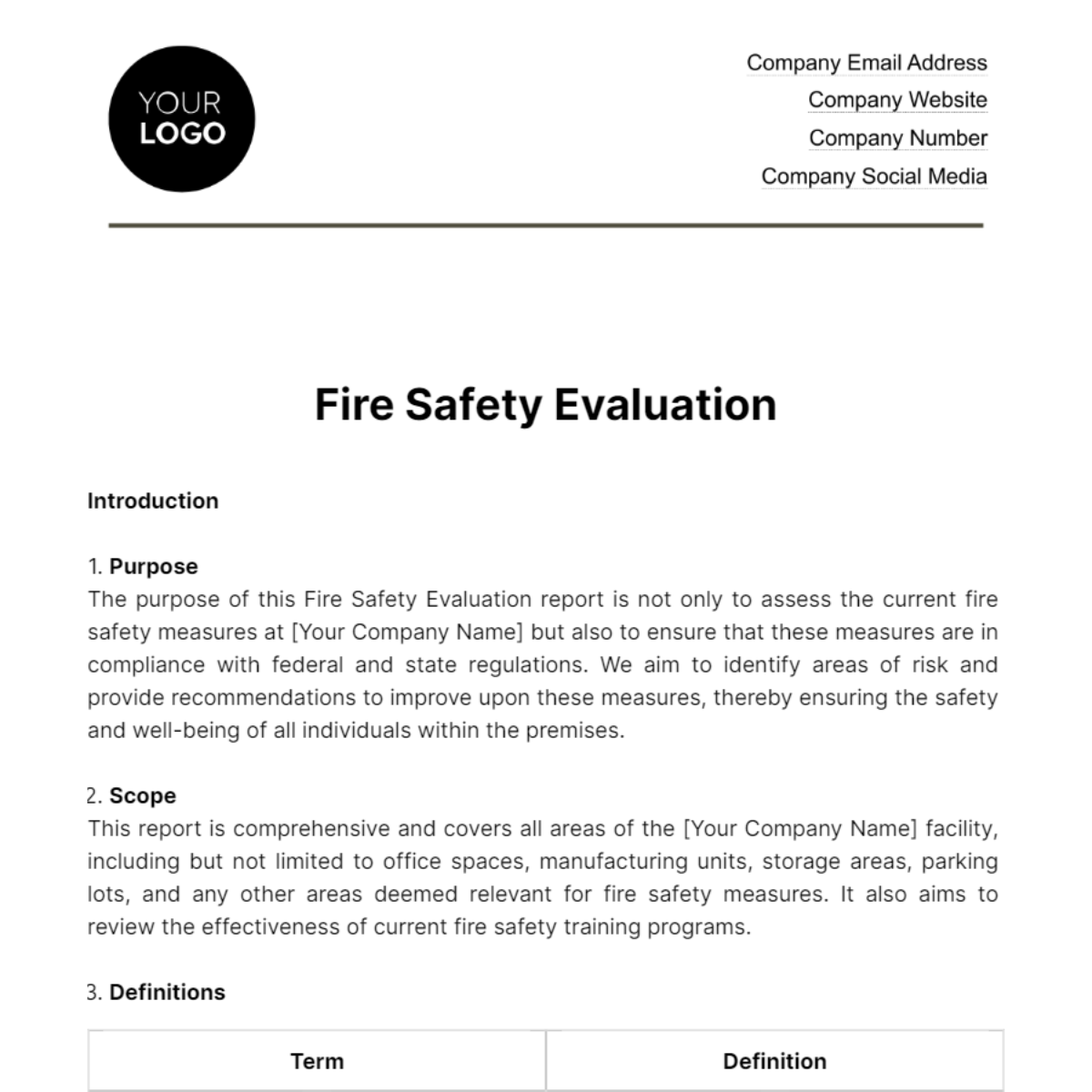Fire Safety Evaluation HR Template