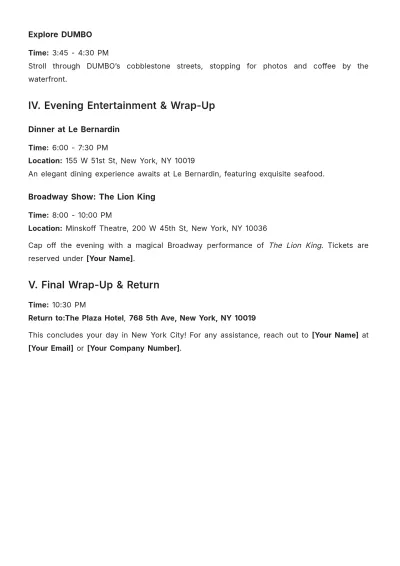Free Detailed Travel Itinerary Template to Edit Online