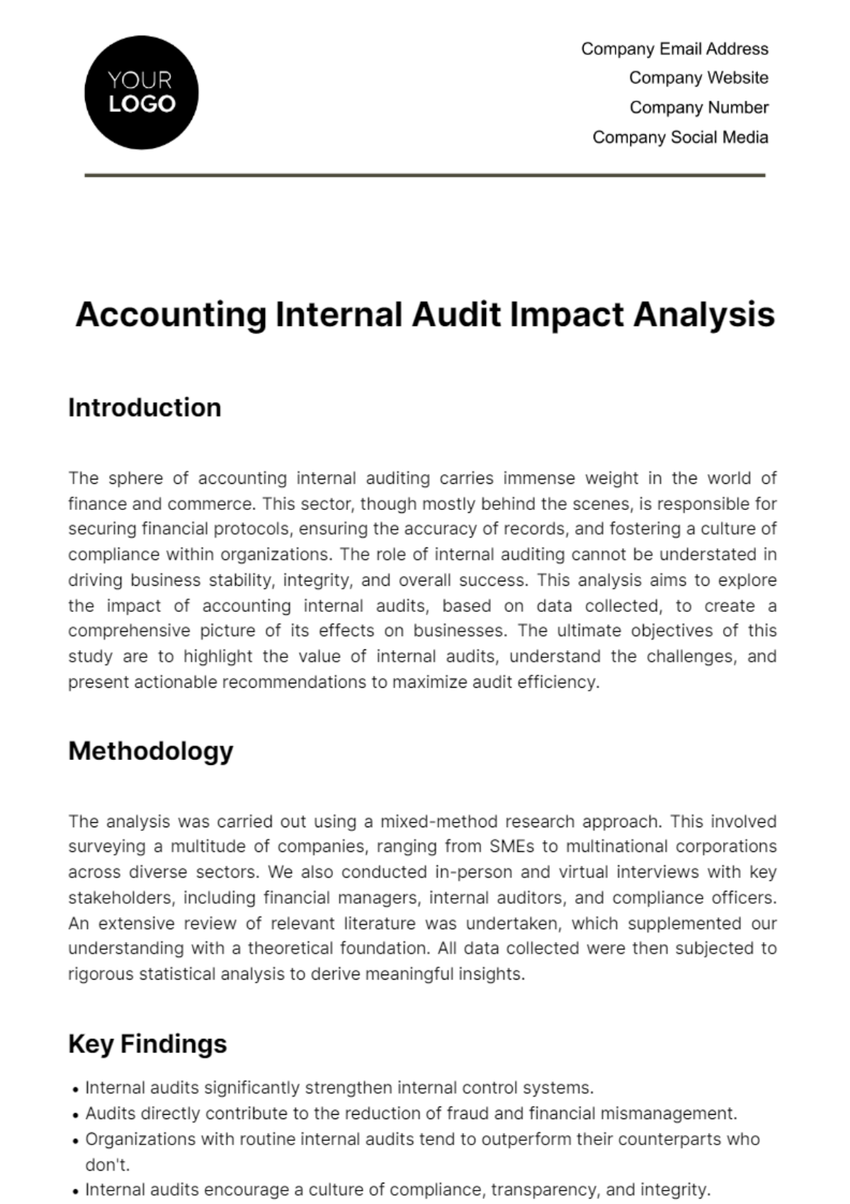 Accounting Internal Audit Impact Analysis Template - Edit Online & Download