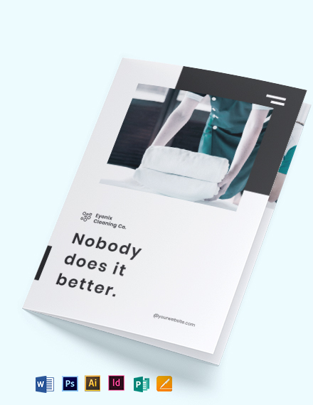 modern cleaning company bi fold brochure template