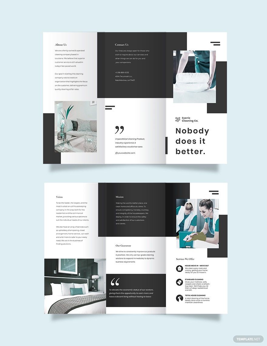 Modern Cleaning Company Tri-Fold Brochure Template