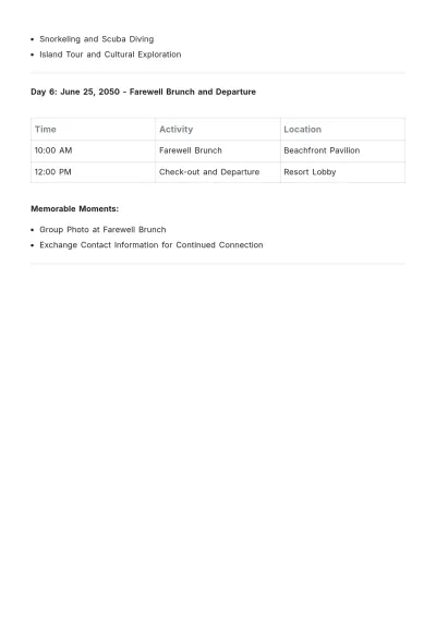 Free Wedding Week Itinerary Template to Edit Online