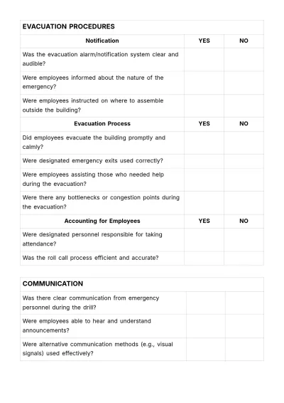 Free Evacuation Drill Evaluation HR Template to Edit Online