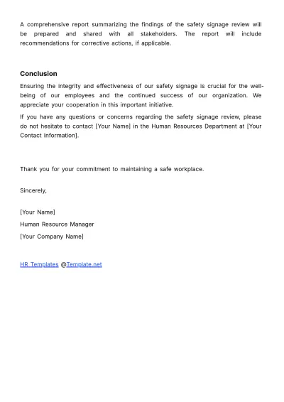 Free Safety Signage Review HR Template to Edit Online