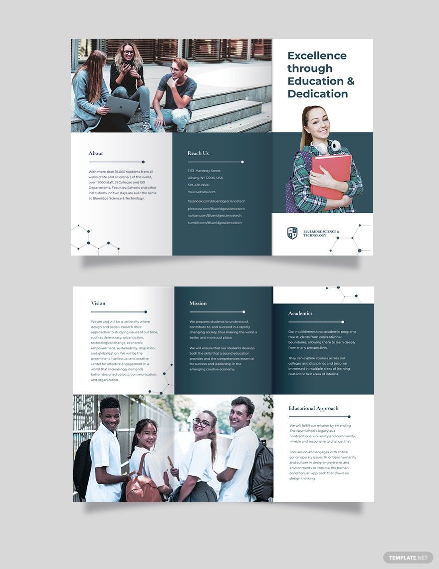 Modern Education Tri-Fold Brochure Template in Word, Google Docs, Illustrator, PSD, Apple Pages, Publisher, InDesign