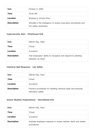 Free Safety Drill Schedule HR Template to Edit Online