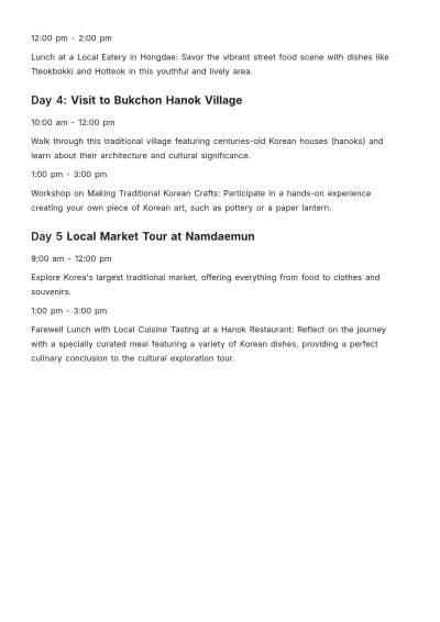 Free 5 Day Itinerary Template to Edit Online