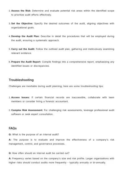 Free Accounting Internal Audit Planning Guide Template to Edit Online