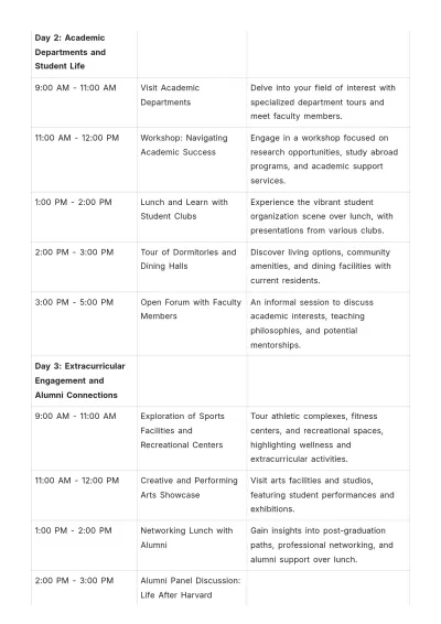 Free College Tour Itinerary Template to Edit Online