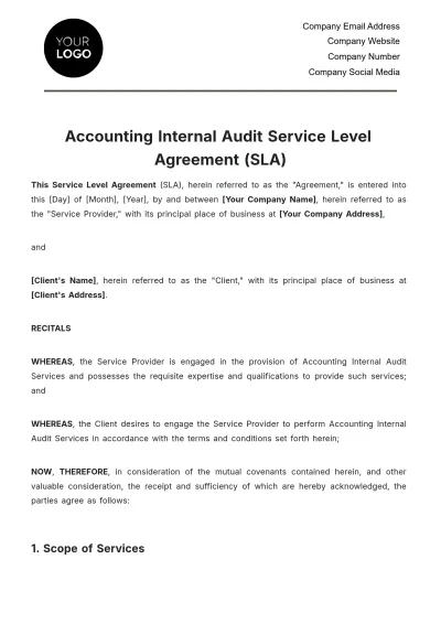 Free Accounting Internal Audit SLA Template to Edit Online