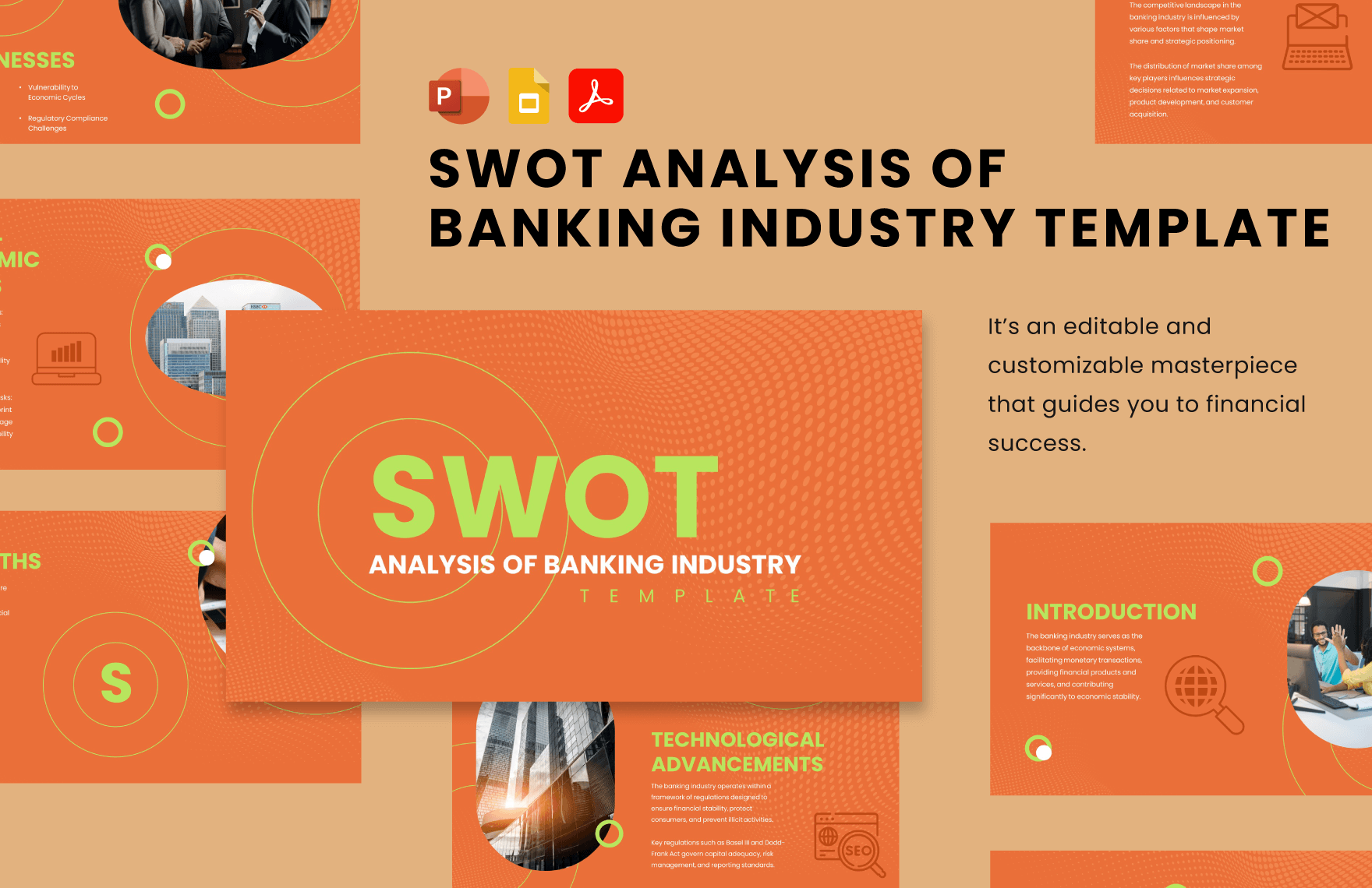SWOT Analysis of Banking Industry Template in PDF, PowerPoint, Google Slides