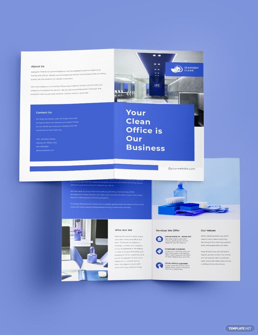 Office Cleaning Service Bi-fold brochure Template
