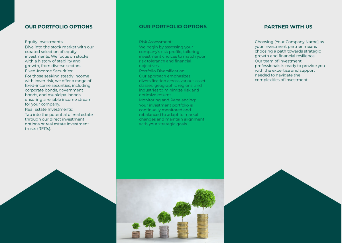 Free Investment Portfolio Options Pamphlet Template to Edit Online