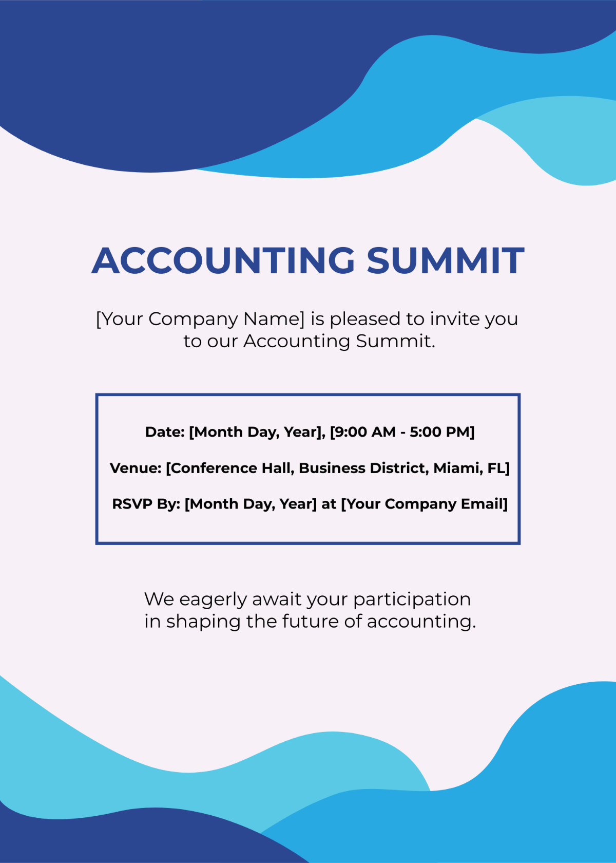 Accounting Summit Invitation Card Template